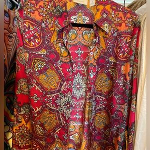 Chico’s Pink Paisley Button Down size 1